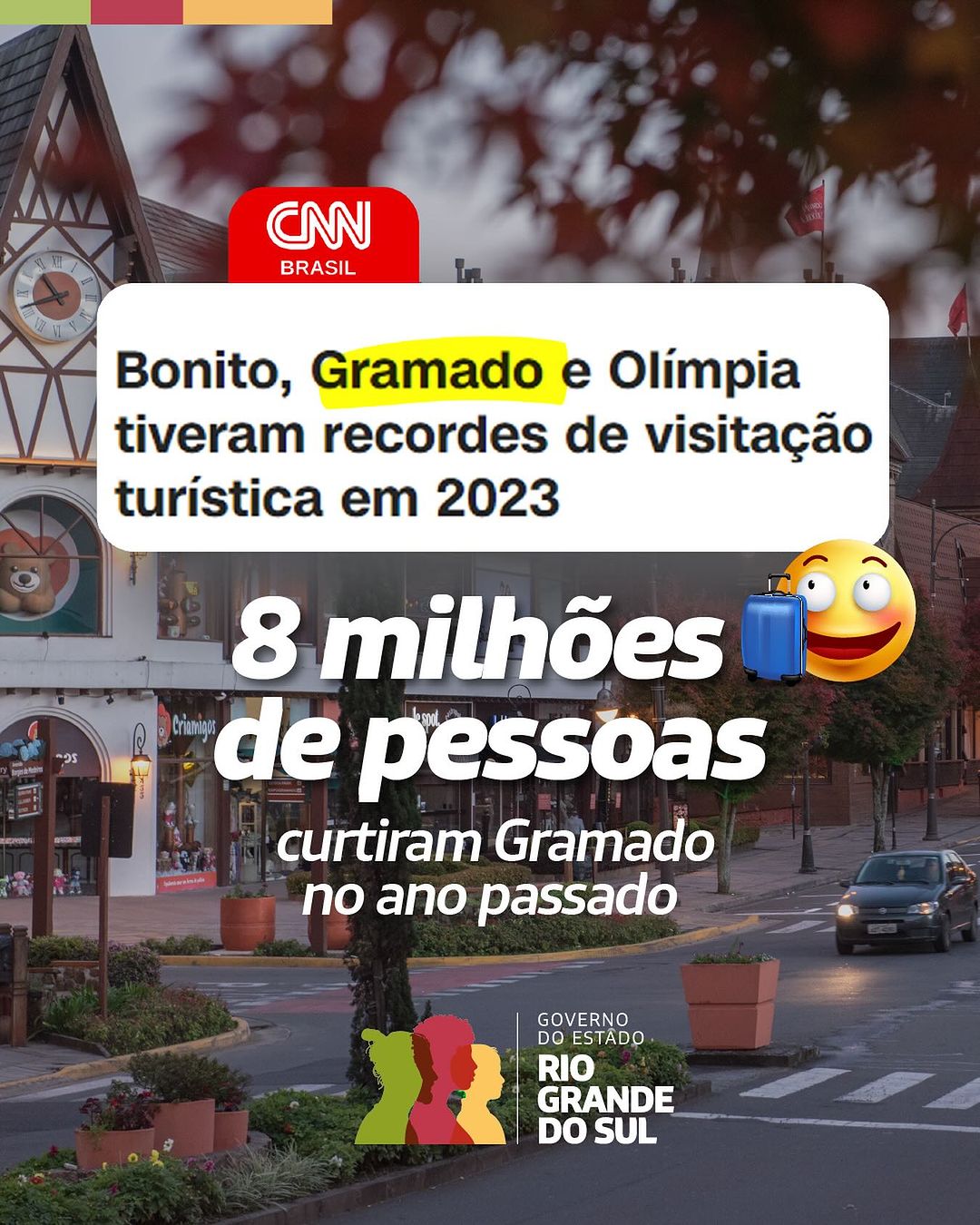 Gramado é uma das cidades mais visitadas do Brasil em 2023, segundo a CNN Brasil