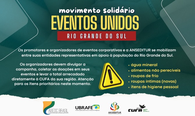 Entidades nacionais do turismo promovem Movimento Solidário Eventos Unidos