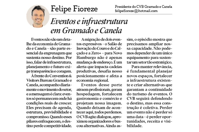 CVB na mídia - Eventos e infrasestrutura em Gramado e Canela